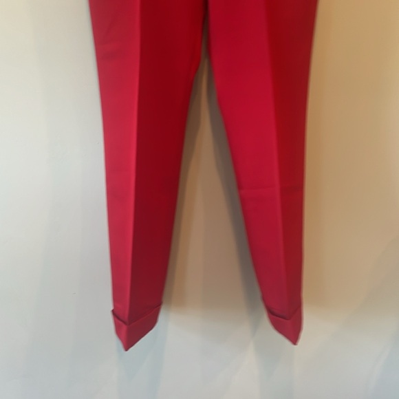 Bright red super vintage ladies pleated dress pants large fit like new/cuffed - Picture 2 of 6